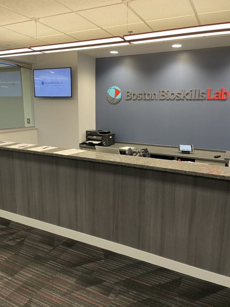 Boston Bioskills Lab reception desk